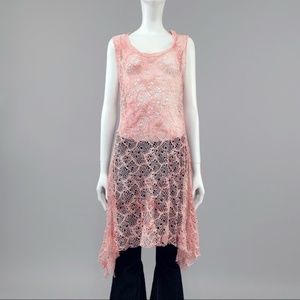 M tattered look sheer lace tank dress tunic